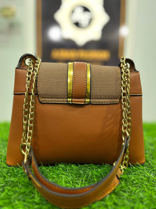 Imported Elegant Brown Shoulder Purse/Bag with Sleek Handle – Perfect for Any Occasion