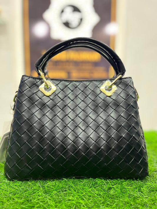 Imported Elegant Black Shoulder Purse/Bag with Sleek Handle – Perfect for Any Occasion