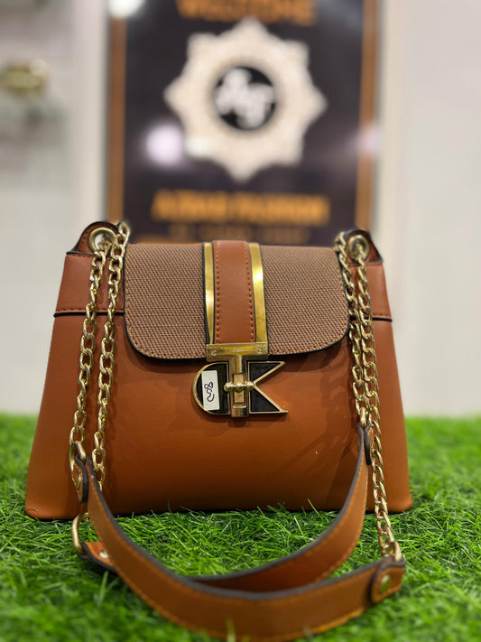 Imported Elegant Brown Shoulder Purse/Bag with Sleek Handle – Perfect for Any Occasion