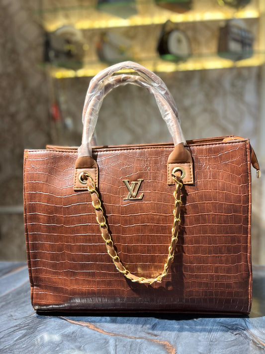Imported Elegant Brown Shoulder Purse/Bag with Sleek Handle – Perfect for Any Occasion