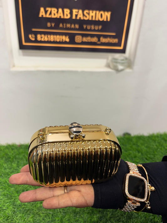 Elegant Gold & Silver Shoulder Purse/Bag with Sleek Handle – Perfect for Any Occasion