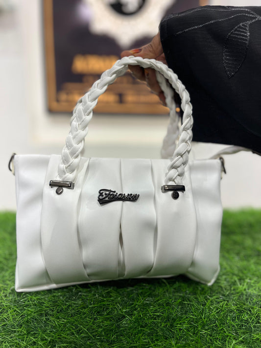 White Braided Handle Shoulder Purse – Azbab Fashion By Aiman Yusuf