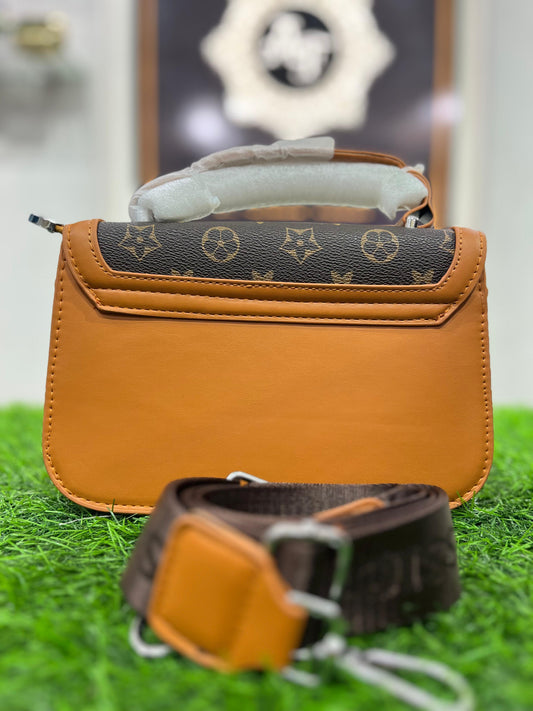 Imported Elegant Brown Shoulder Purse/Bag with Sleek Handle – Perfect for Any Occasion