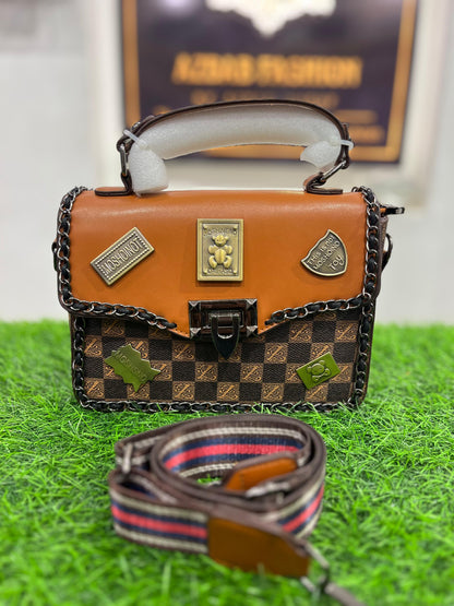 Elegant Brown Shoulder Purse/Bag with Sleek Handle – Perfect for Any Occasion